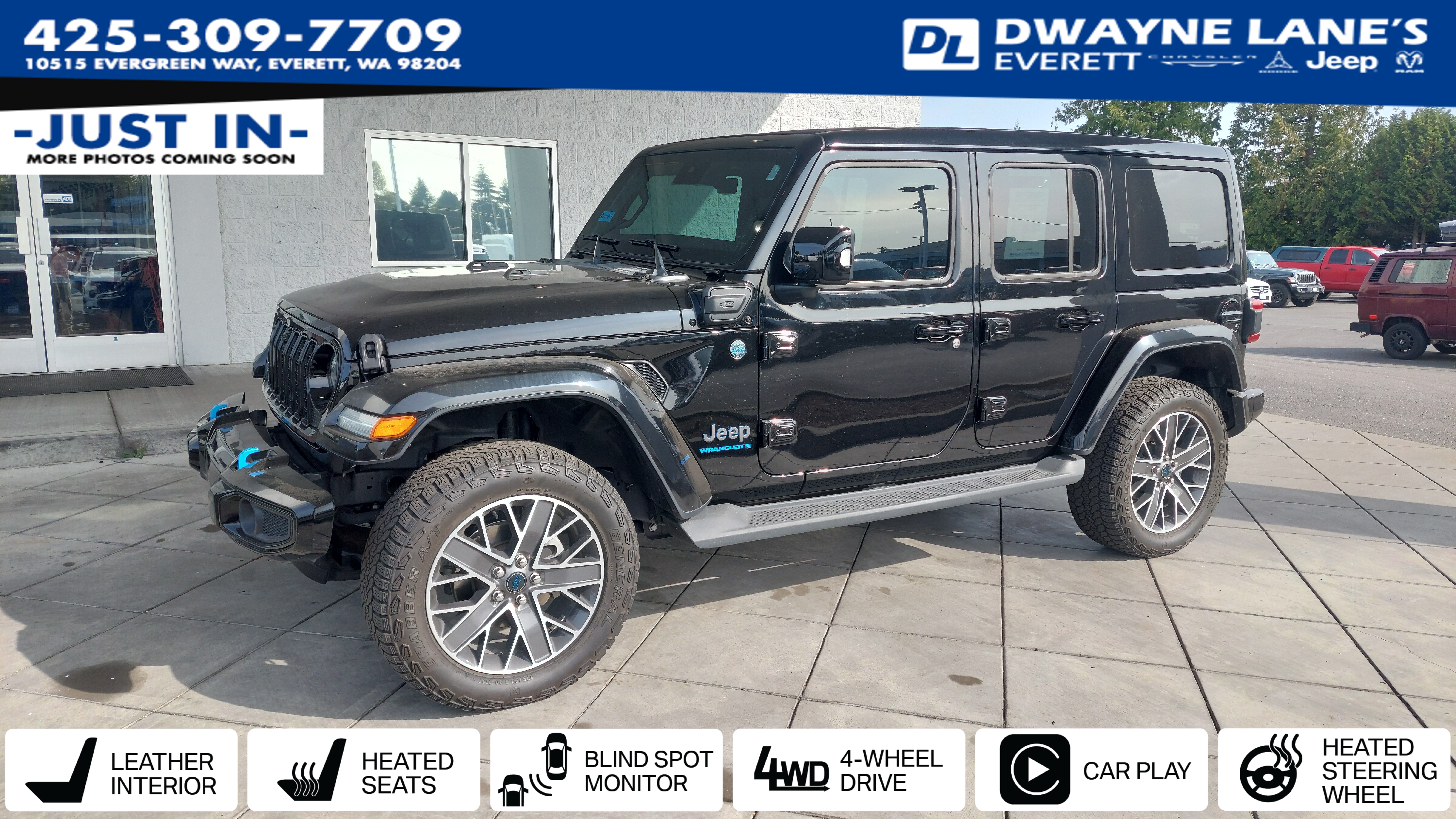 Black Clearcoat 2024 Jeep Wrangler 4xe SUV / Crossover Four-Wheel Drive 8-Speed Automatic