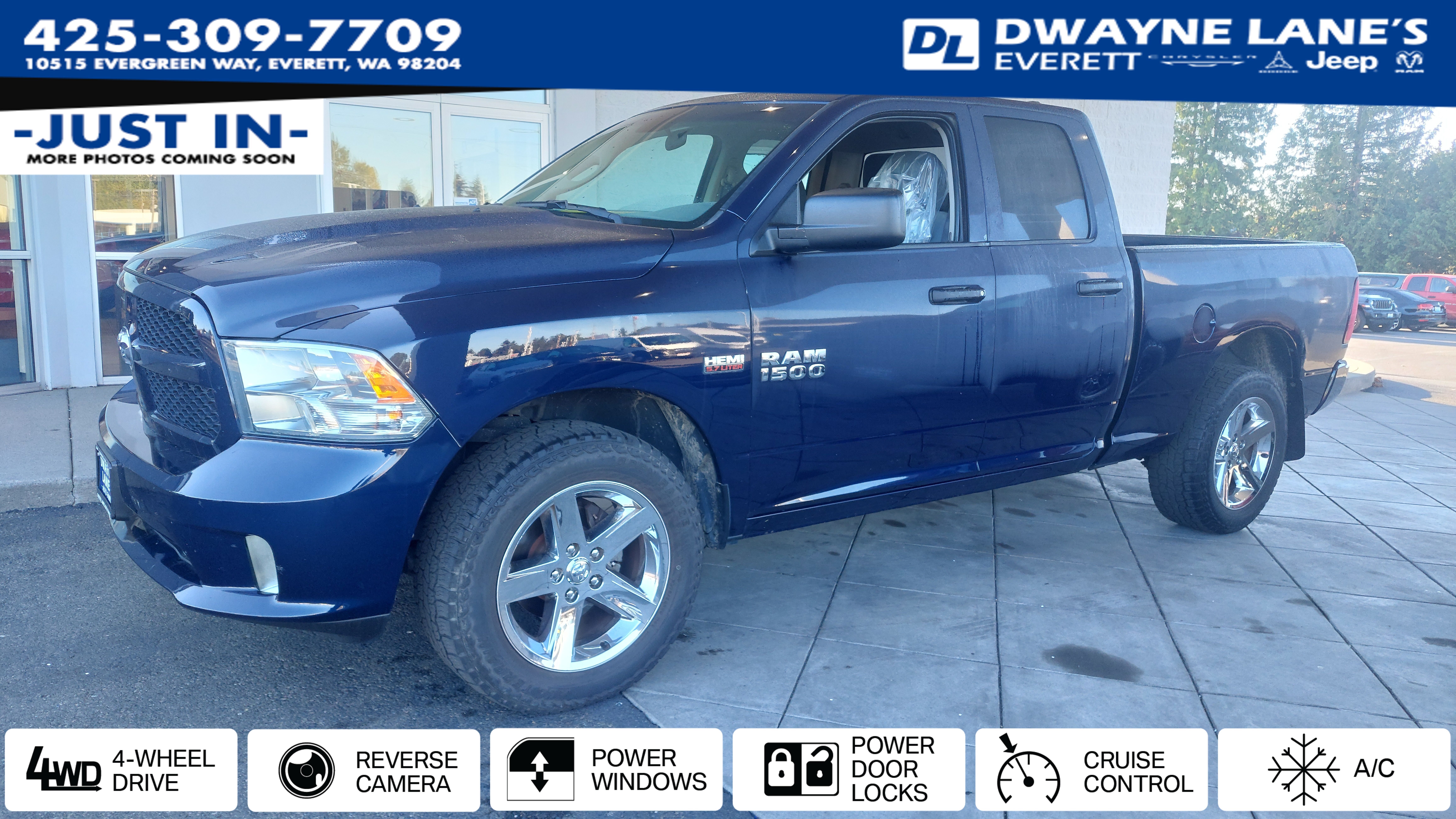 True Blue Pearlcoat 2017 RAM 1500 Pickup Truck Four-Wheel Drive 8-Speed Automatic