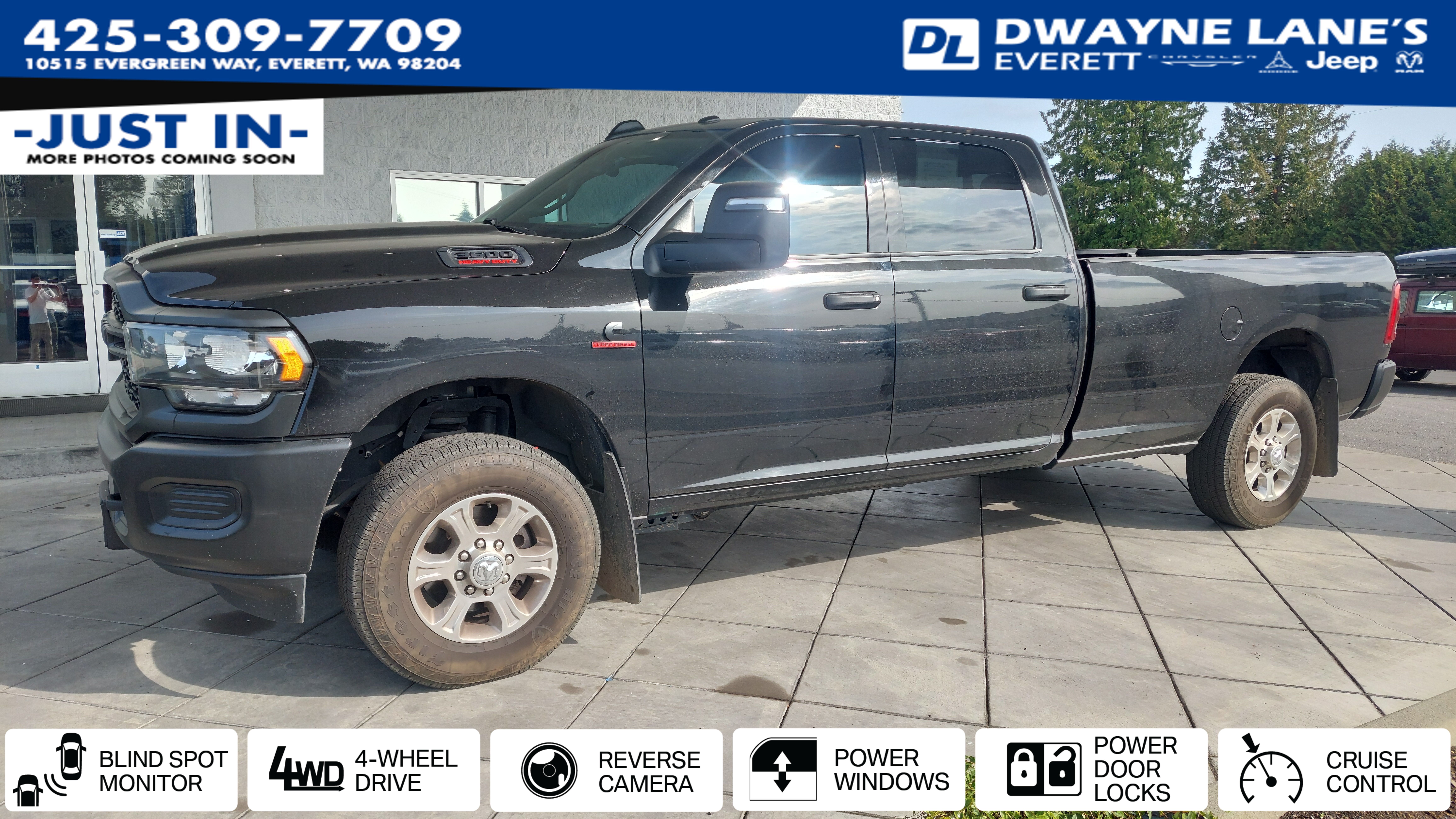 Diamond Black Crystal Pearlcoat 2024 RAM 3500 Pickup Truck Four-Wheel Drive 6-Speed Automatic
