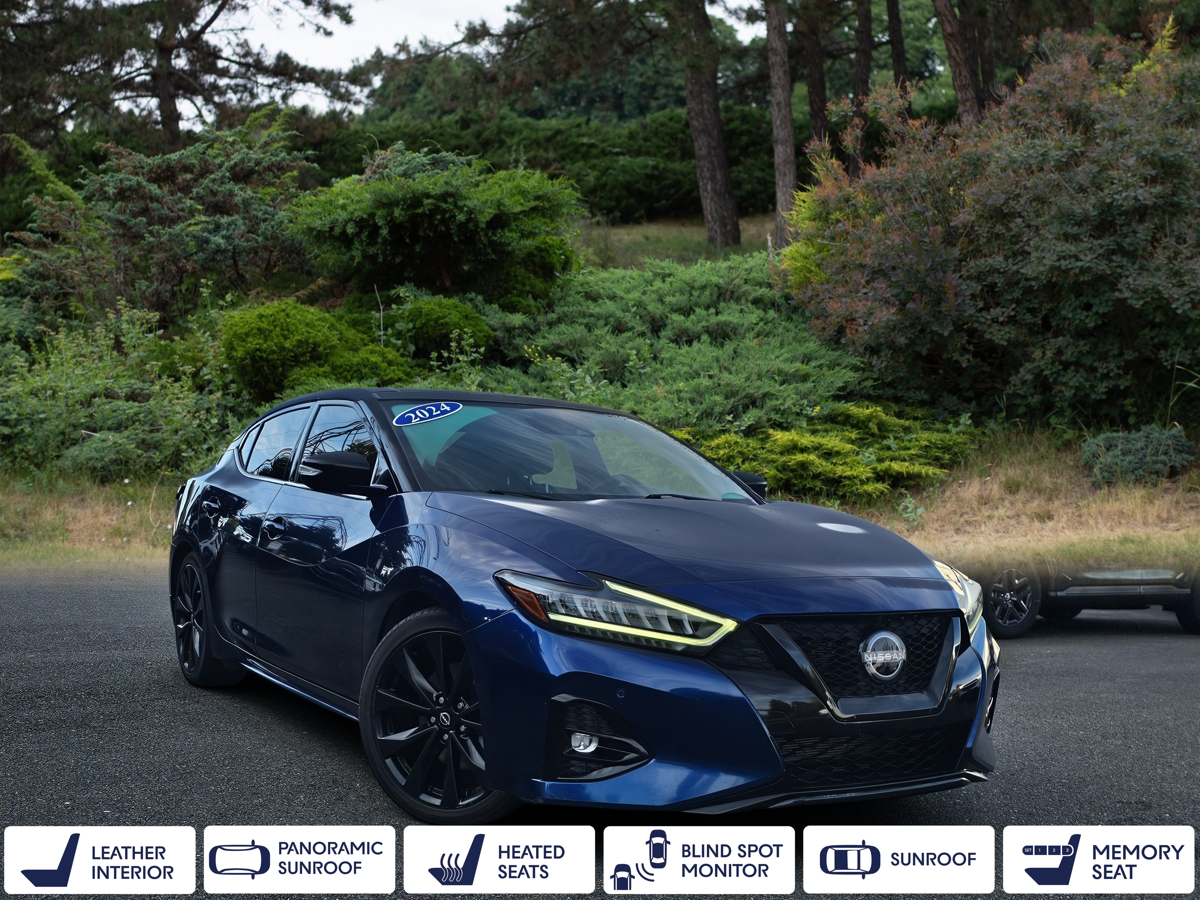 Deep Blue Pearl 2023 Nissan Maxima Sedan Front-Wheel Drive Continuously Variable Transmission