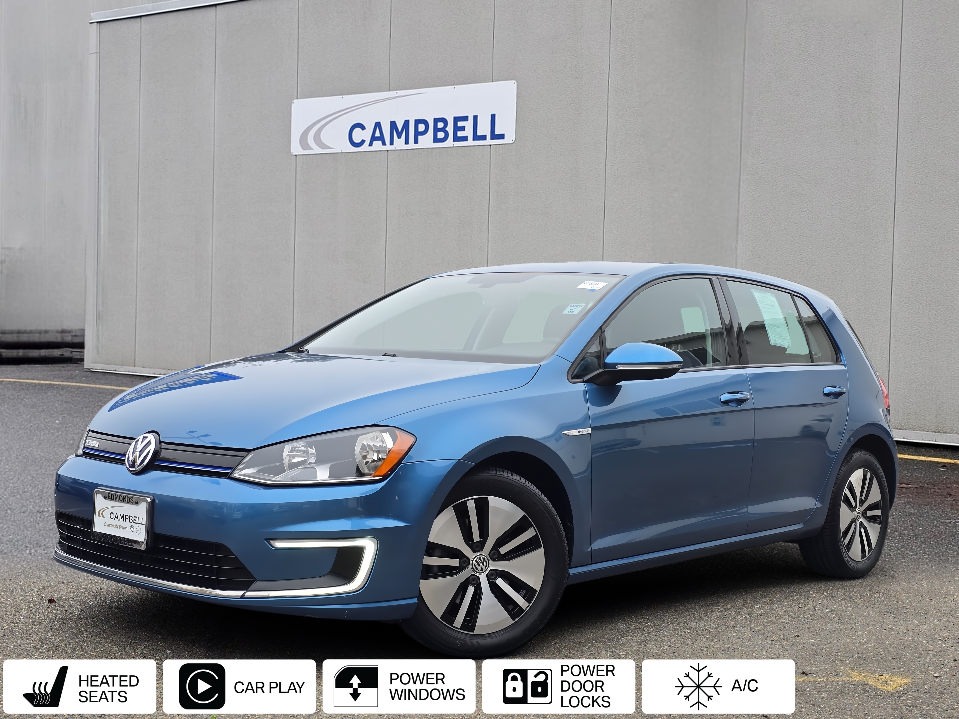 Pacific Blue 2016 Volkswagen e-Golf Hatchback Front-Wheel Drive Automatic