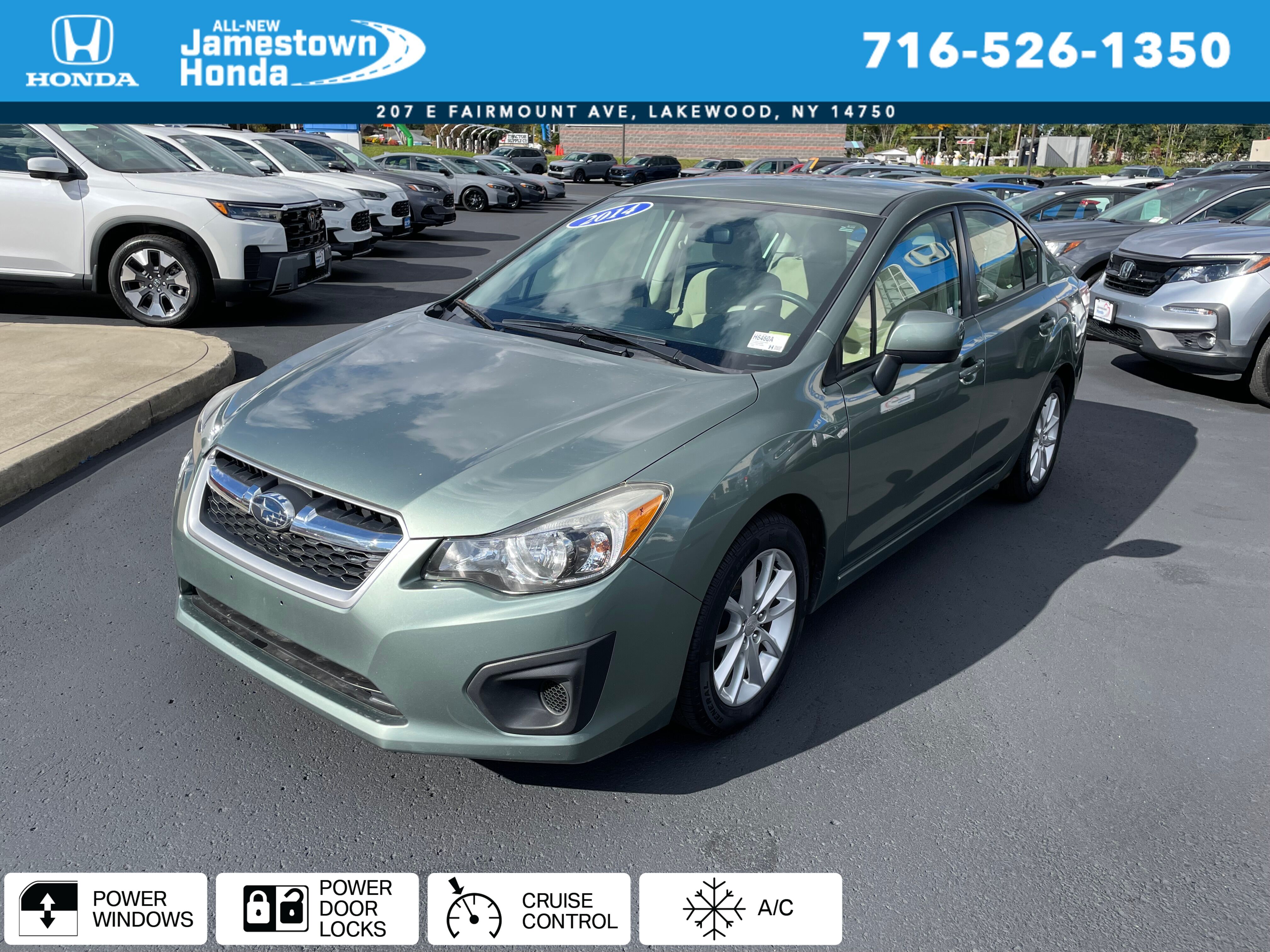 Jasmine Green Metallic 2014 Subaru Impreza Sedan All-Wheel Drive Continuously Variable Transmission