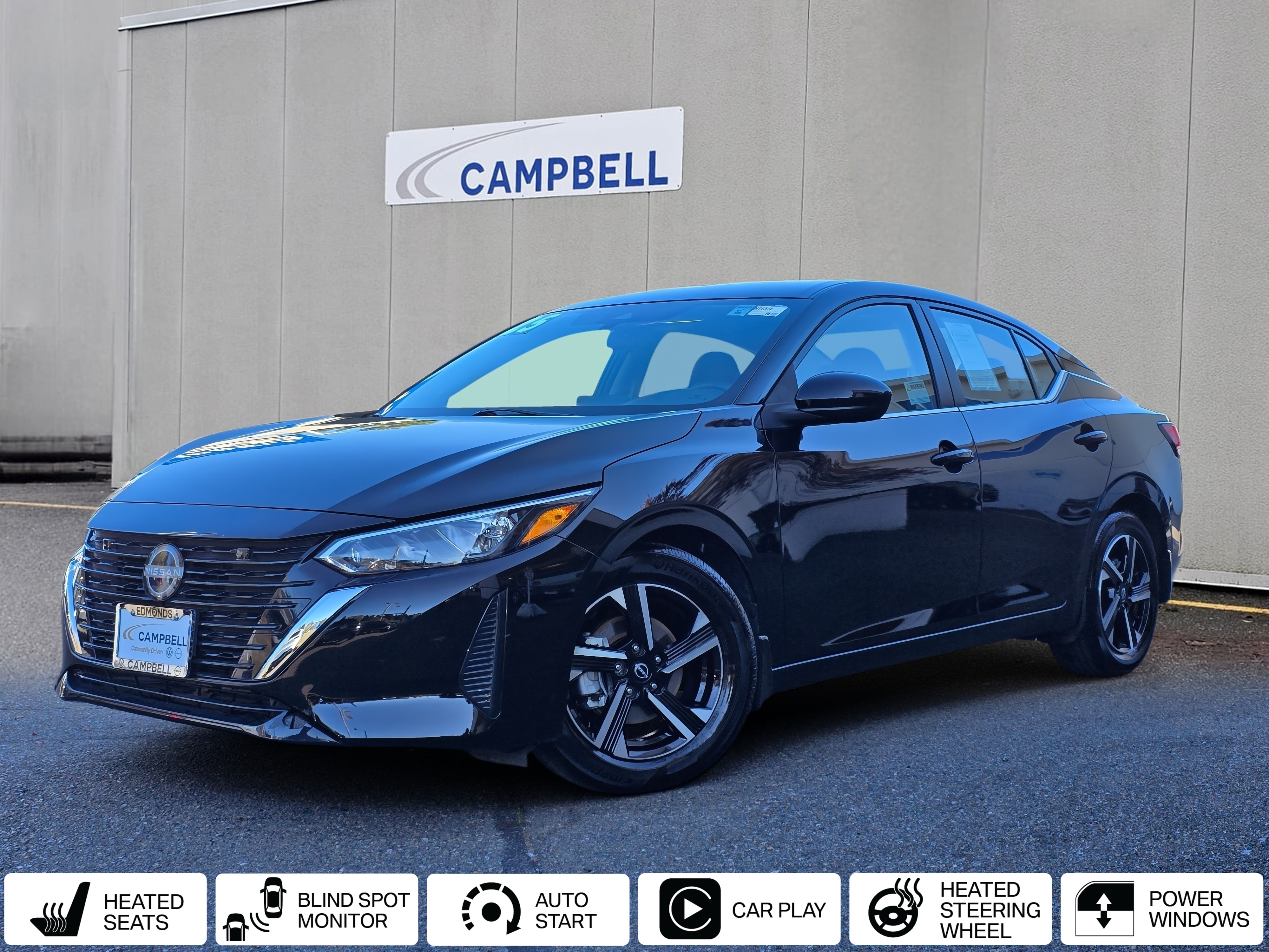 Super Black 2025 Nissan Sentra Sedan Front-Wheel Drive Continuously Variable Transmission