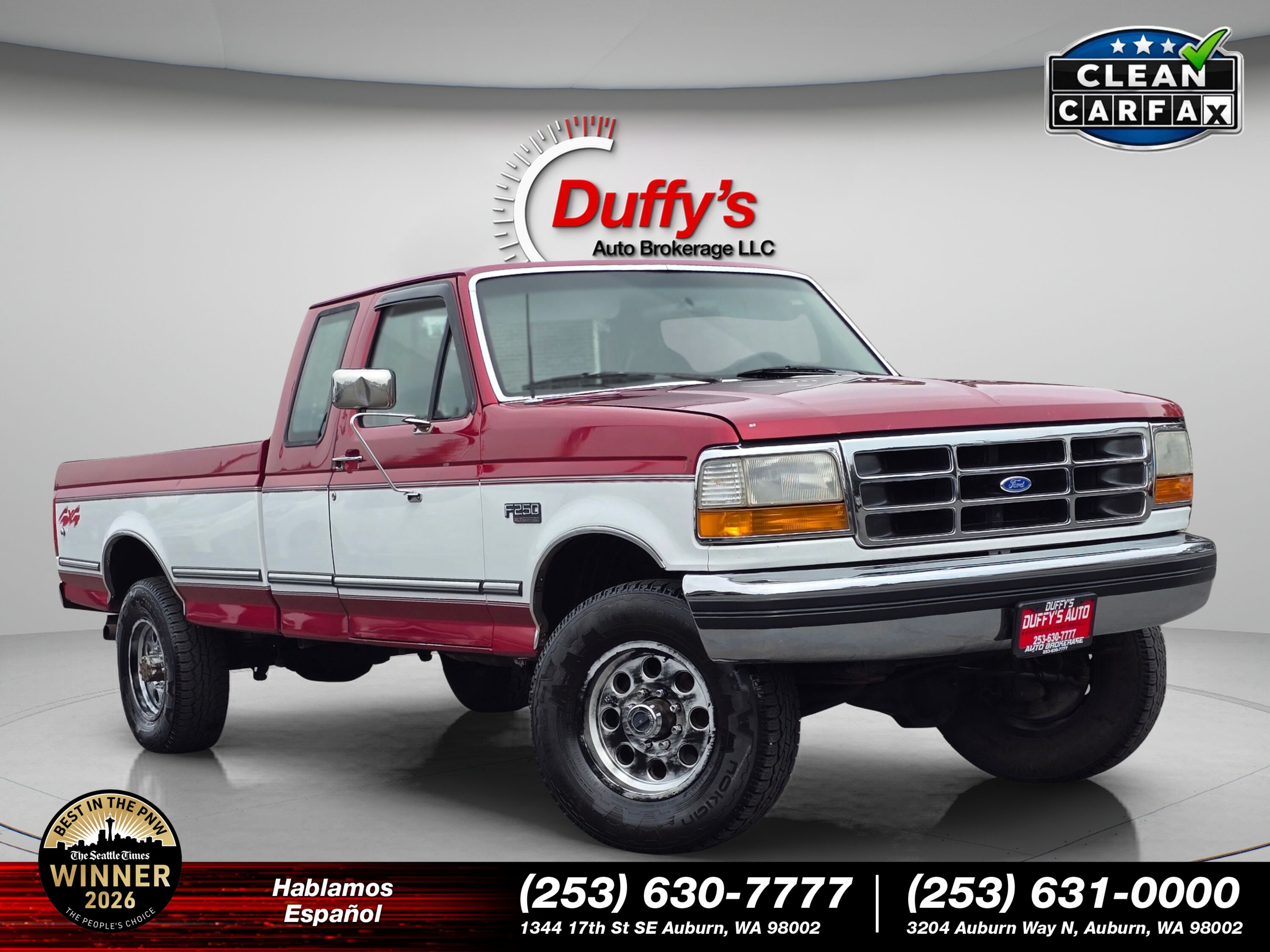Red 1995 Ford F-250 Pickup Truck Four-Wheel Drive Automatic