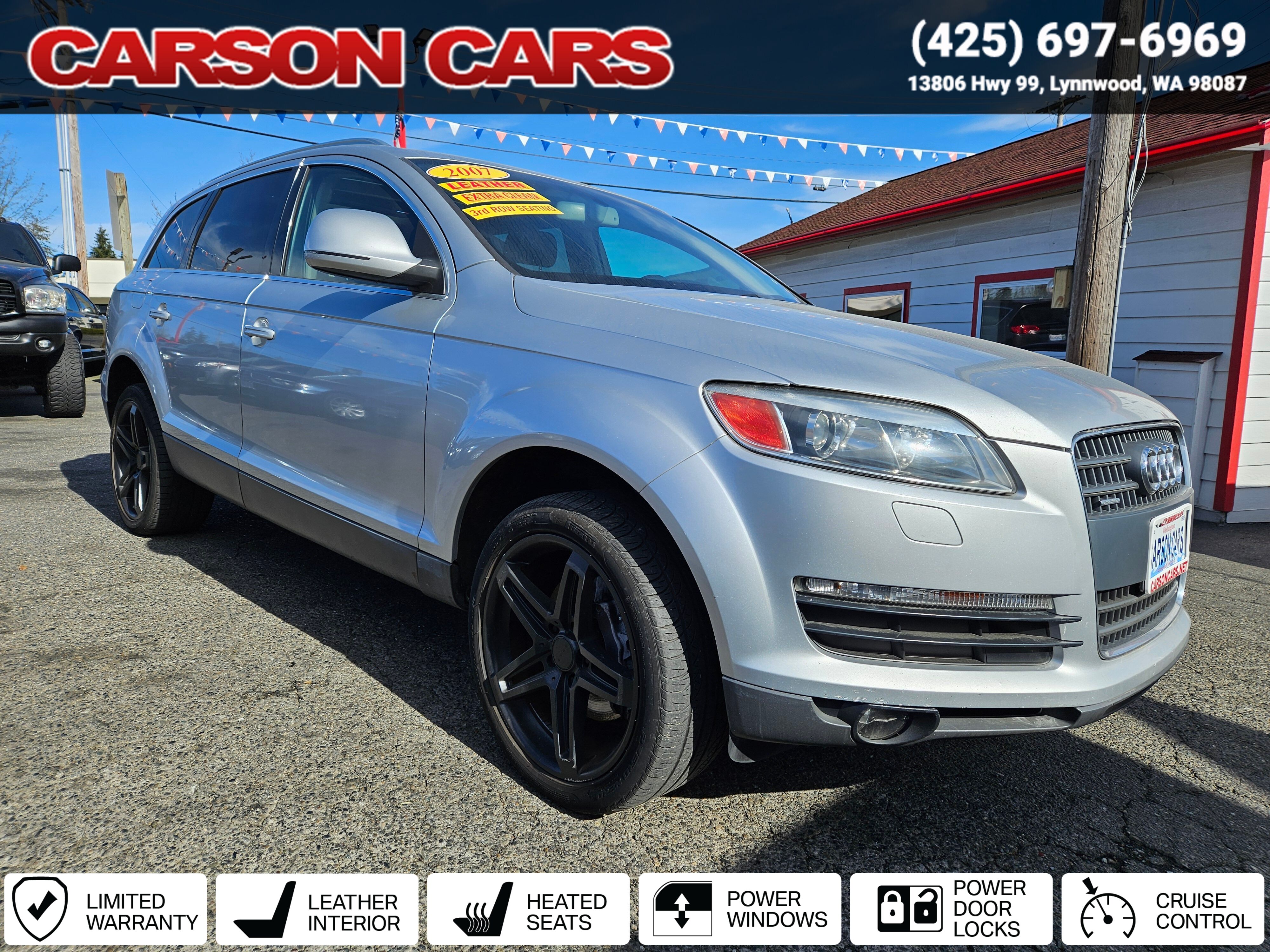 2007 Light Silver Metallic Audi Q7 for Sale In Lynnwood WA - Everett WA - Seattle WA at Carson Cars Stock 35323 VIN WA1BY74L47D096047