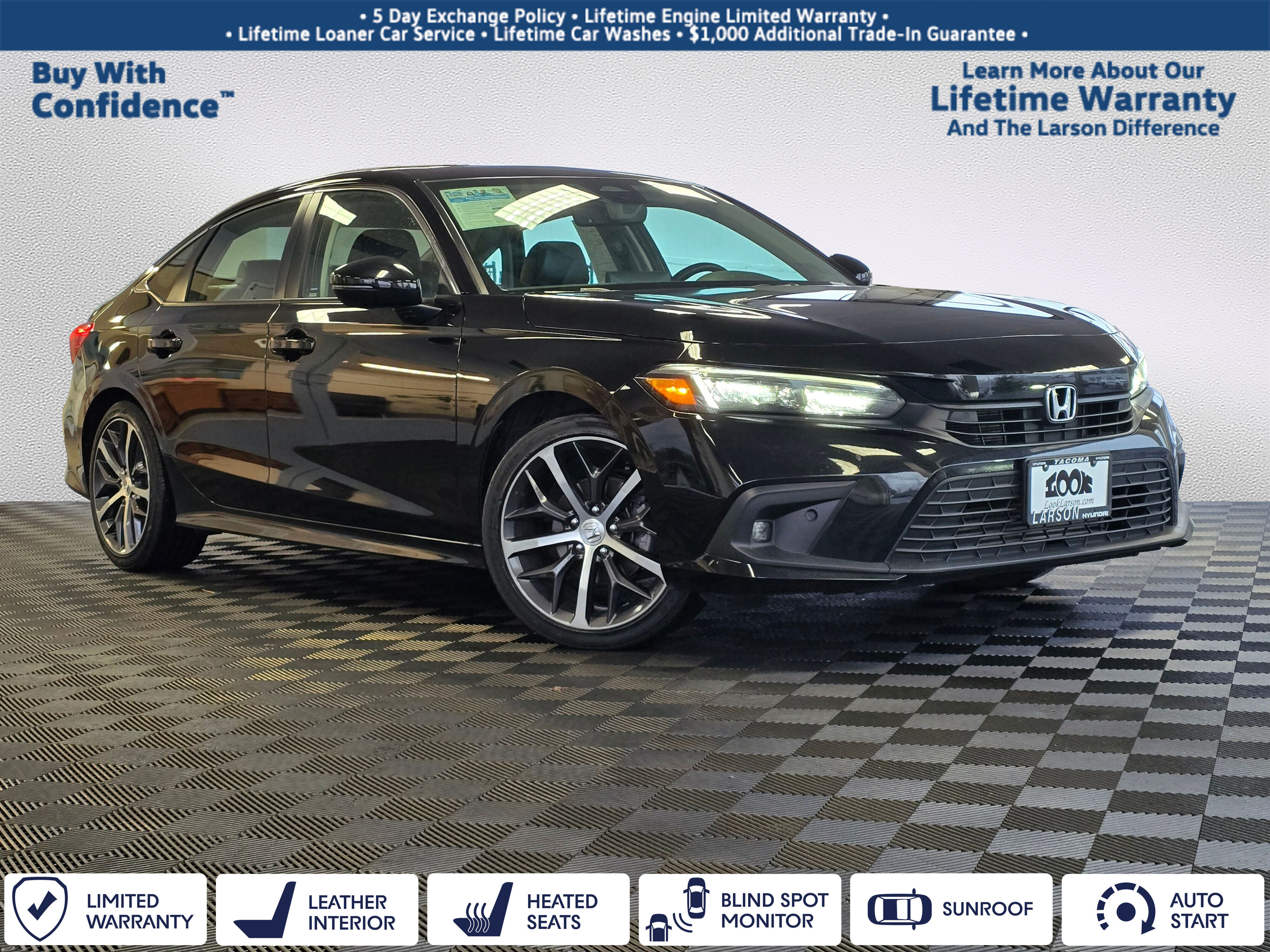 Crystal Black Pearl 2022 Honda Civic Touring FWD Sedan Front-Wheel Drive 7-Speed CVT