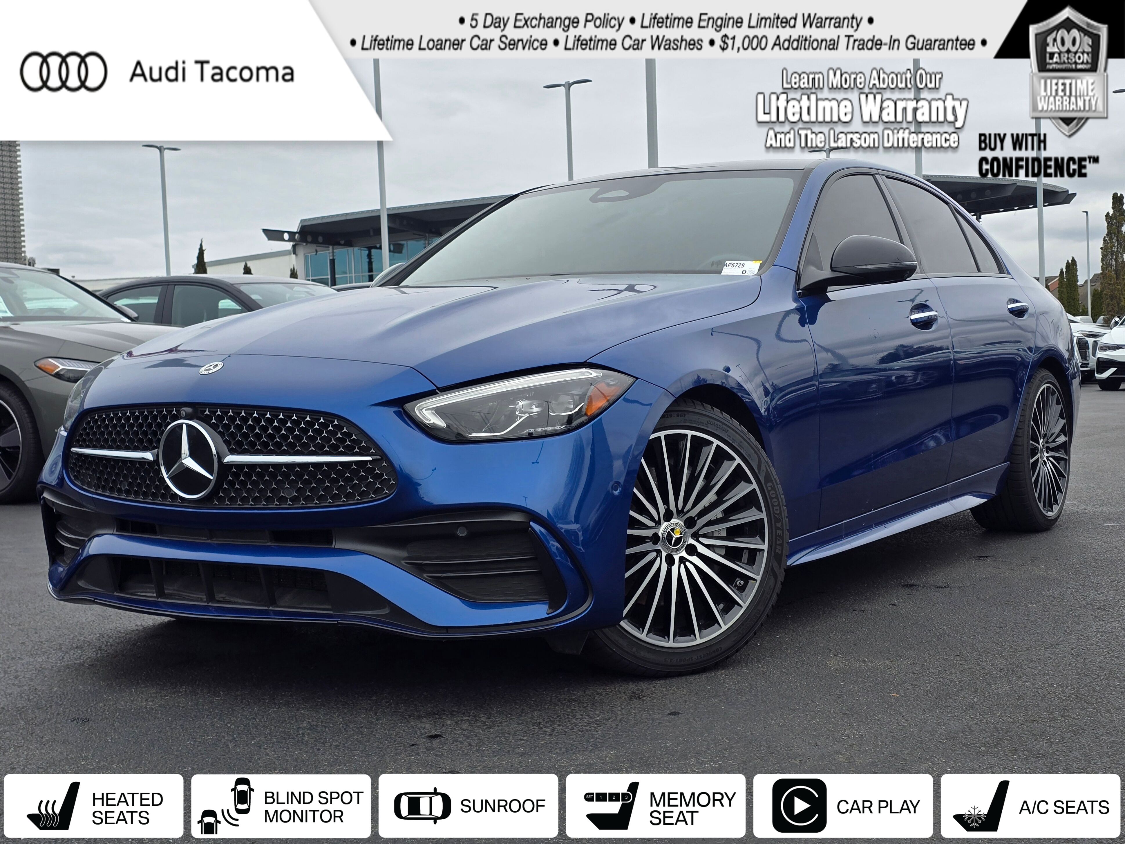 Starling Blue Metallic 2024 Mercedes-Benz C-Class C 300 4MATIC Sedan All-Wheel Drive 9-Speed Automatic