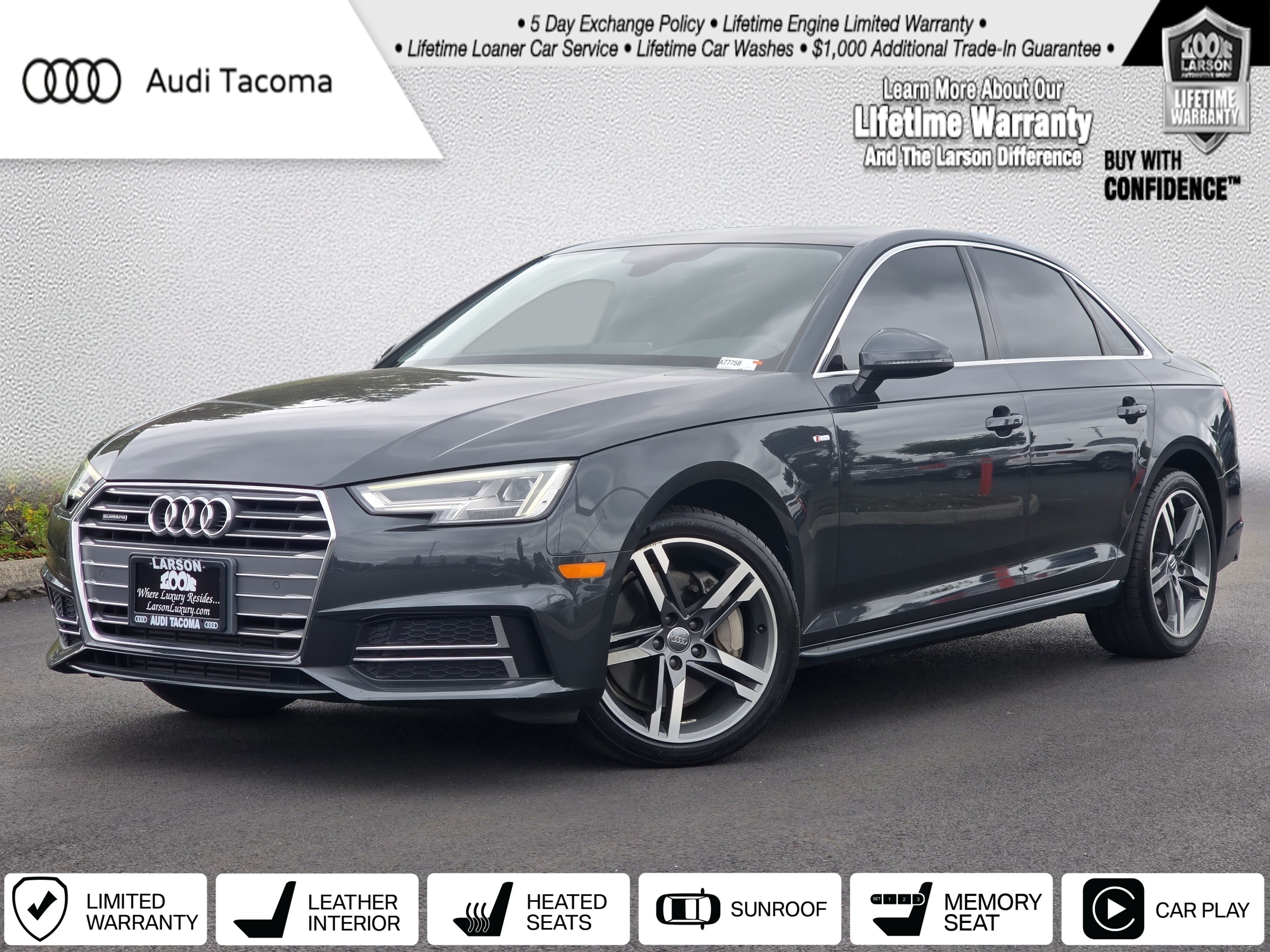 Gray Metallic 2017 Audi A4 Sedan All-Wheel Drive 7-Speed Automatic