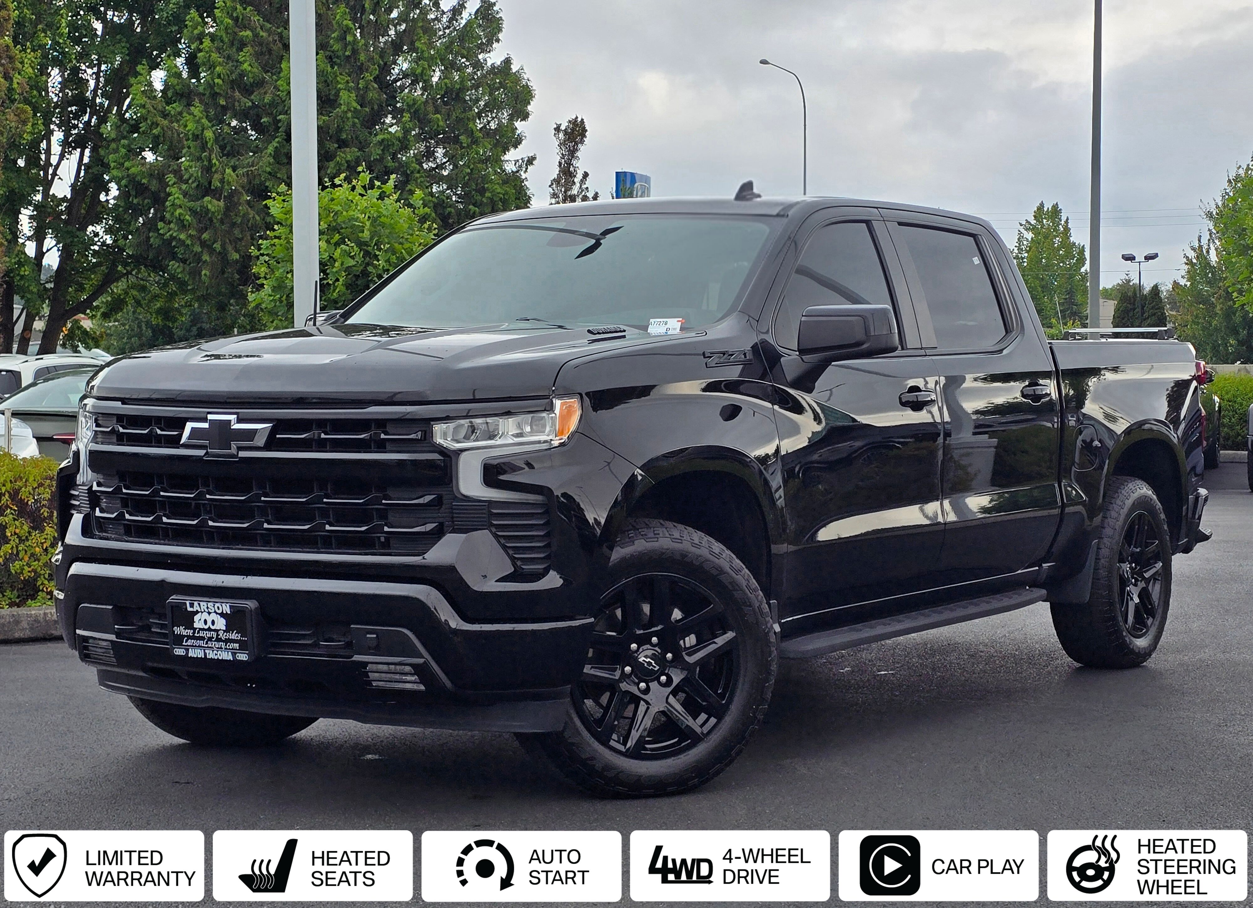 Black 2024 Chevrolet Silverado 1500 Pickup Truck Four-Wheel Drive Automatic