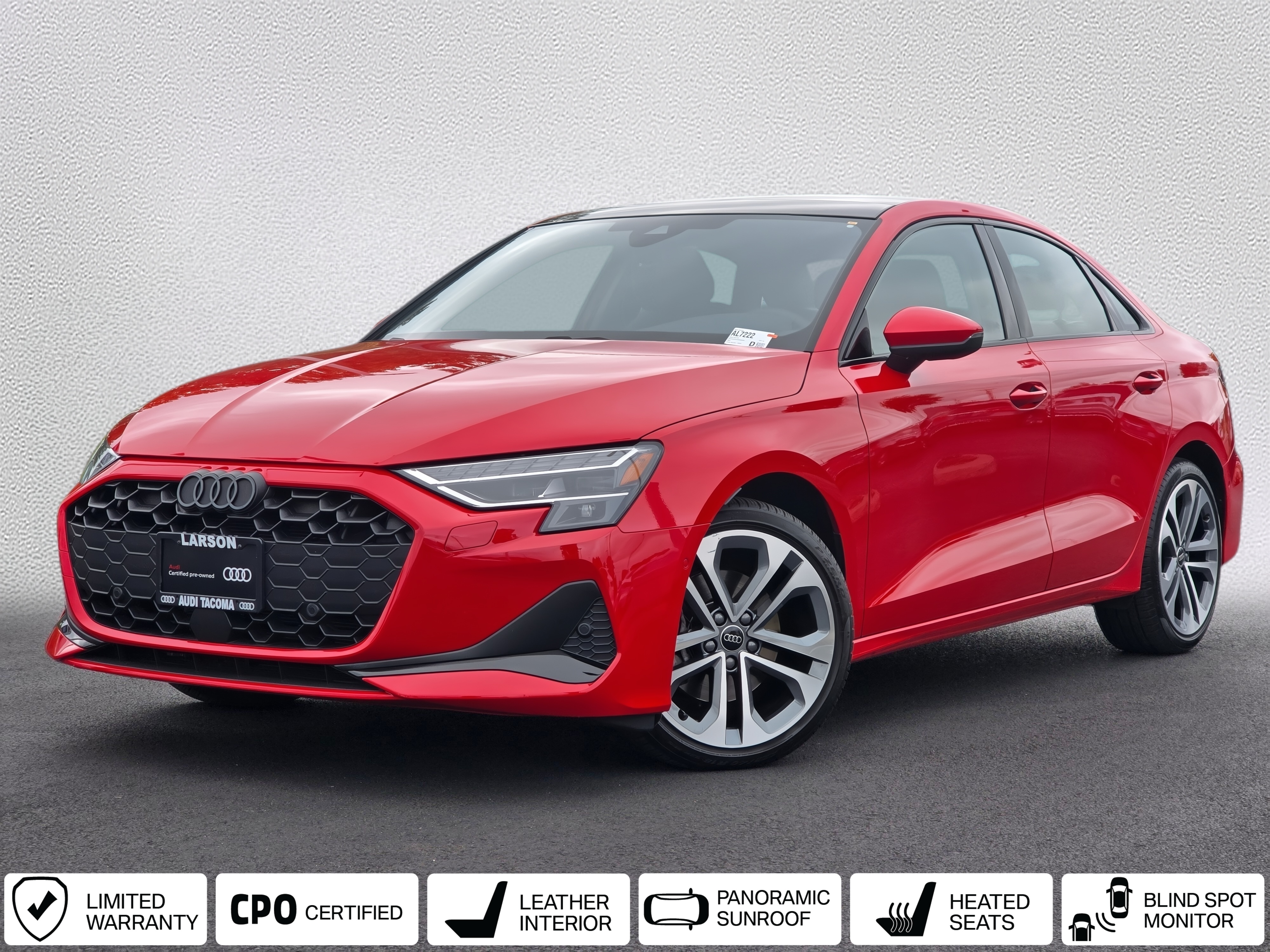 Red Metallic 2025 Audi A3 Sedan All-Wheel Drive 7-Speed Automatic