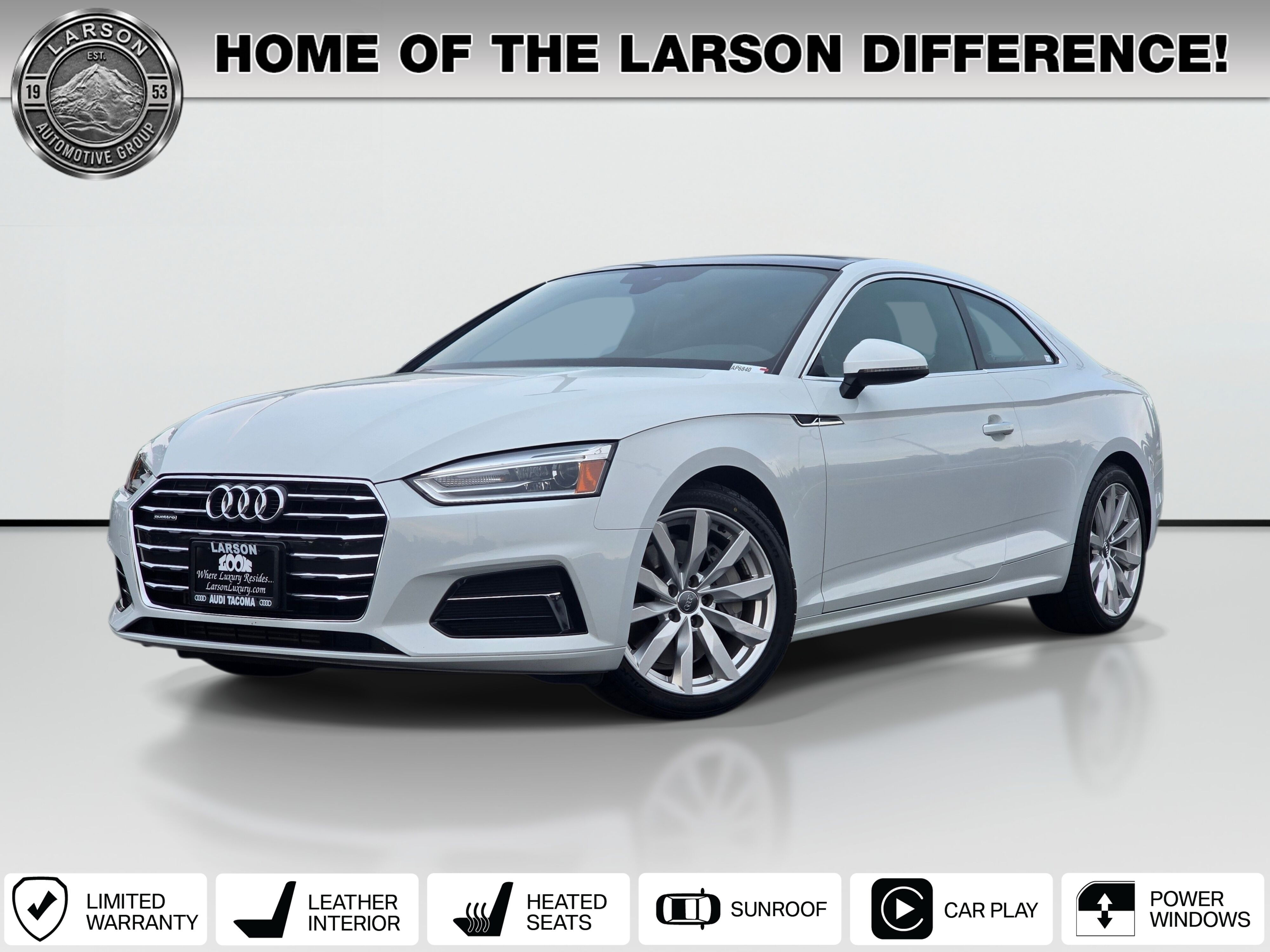 Glacier White 2018 Audi A5 Coupe All-Wheel Drive 7-Speed Automatic